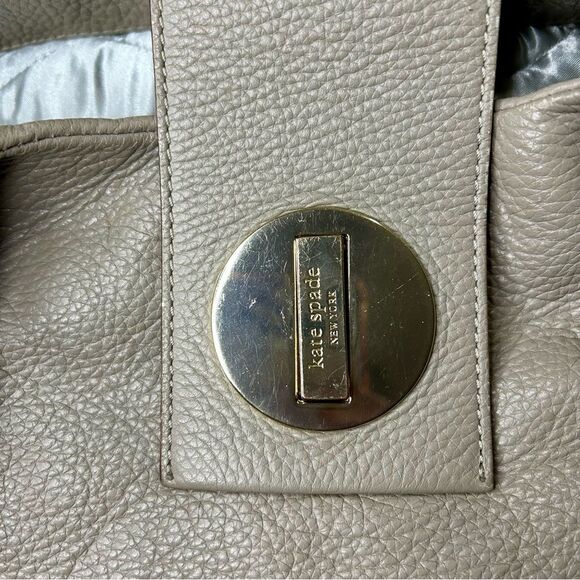 Kate Spade Bag Taupe Gray Leather Satchel, Bexley Stevie, Roomy, Pockets+ - Picture 5 of 9